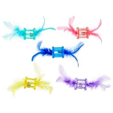 (6 pack) Vibrant Life Feather Rattle Cat Toy, Assorted Colors