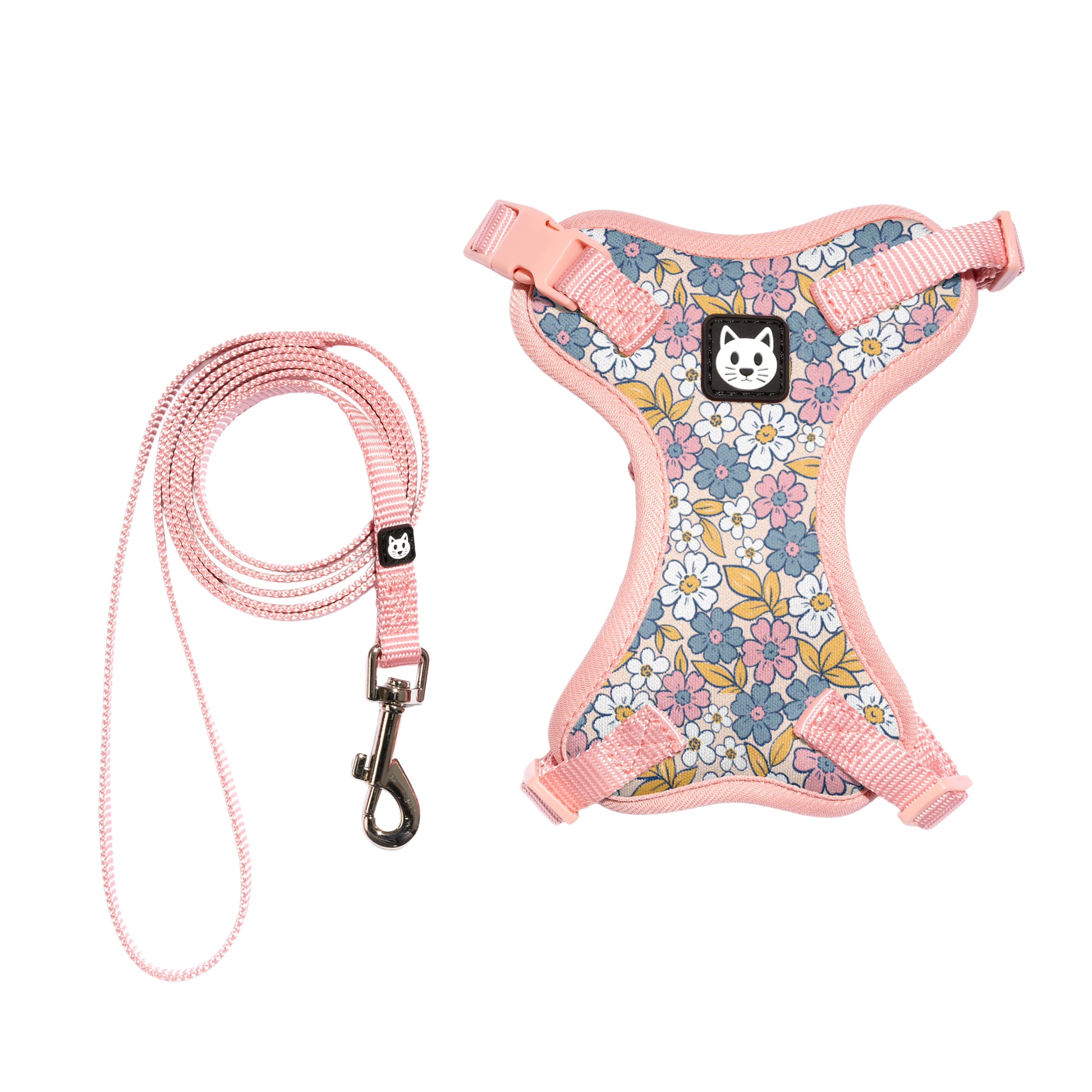 Vibrant Life Polyester Floral Comfort Cat Harness and Leash Set, Pink, One Size