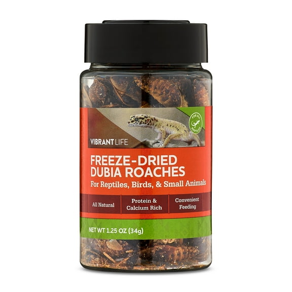Vibrant Life Freeze-Dried Dubia Roaches for Reptiles, Birds & Small Animals, 1.25 oz