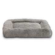 Vibrant Life Furry Cozy Bolster Pillow Dog Bed, Large Breeds, Extra Large, Quiet Grey 42" x 32"