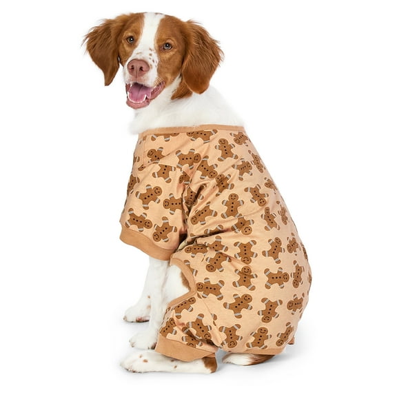 Vibrant Life Gingerbread Man Dog Pajamas, Beige, Medium