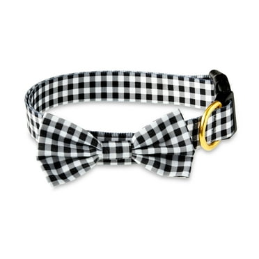 Vibrant Life Gingham Bow Tie Fashion Dog Collar, Multi-Color, Large