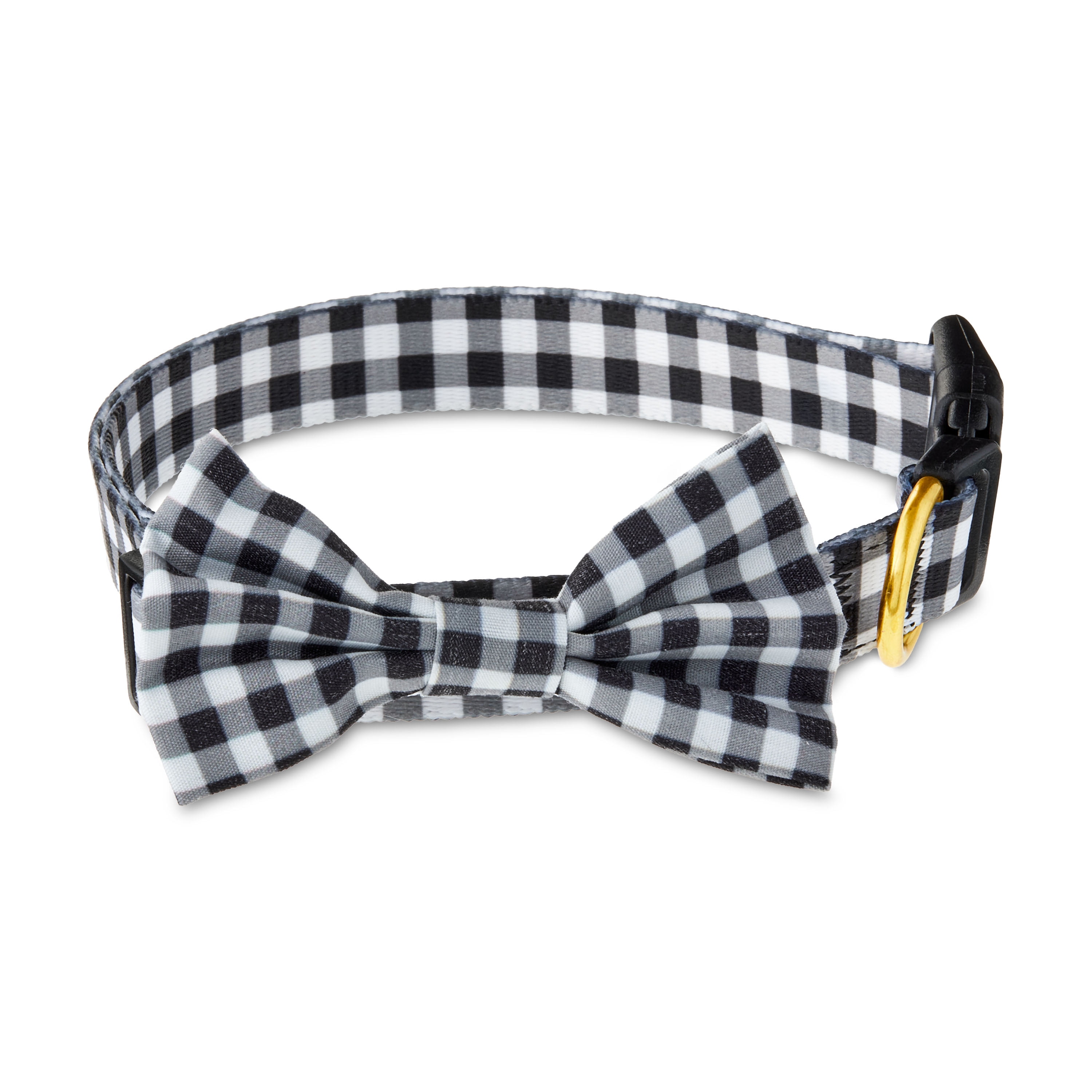 Vibrant Life Gingham Bow Tie Fashion Dog Collar, Multi-Color, Medium