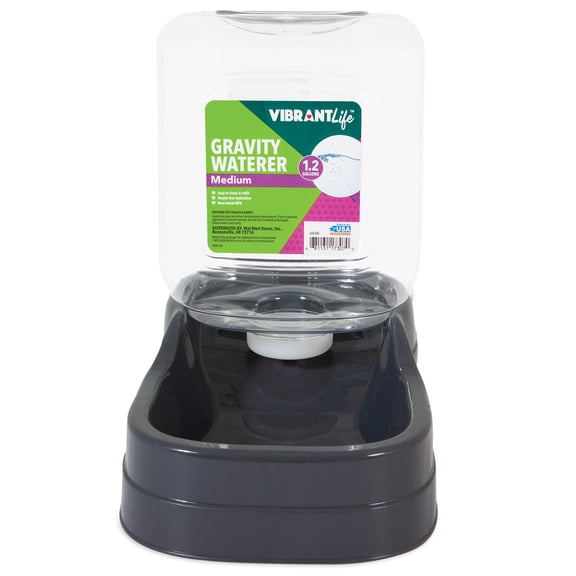 Vibrant Life Gravity Pet Waterer for Dogs and Cats, Medium, 1.2 Gallons