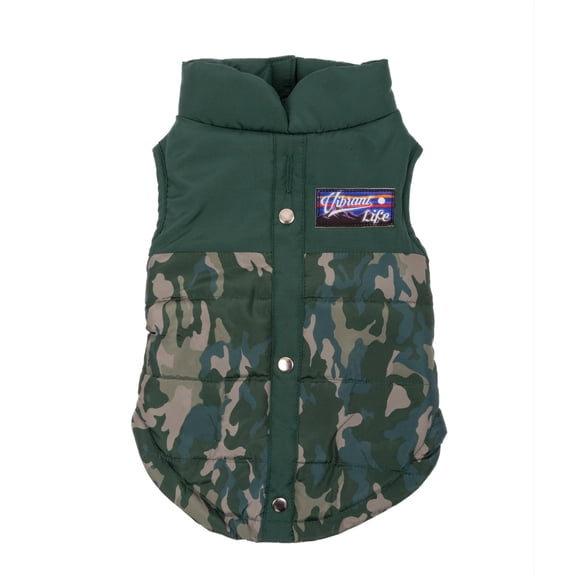 Vibrant Life Green Camo Puffer Jacket XS