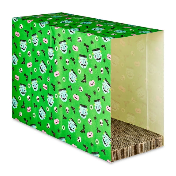 Vibrant Life Halloween Cat Scratching Pad, Frankenstein Paper Bag, Corrugate Base, Natural Catnip, Green