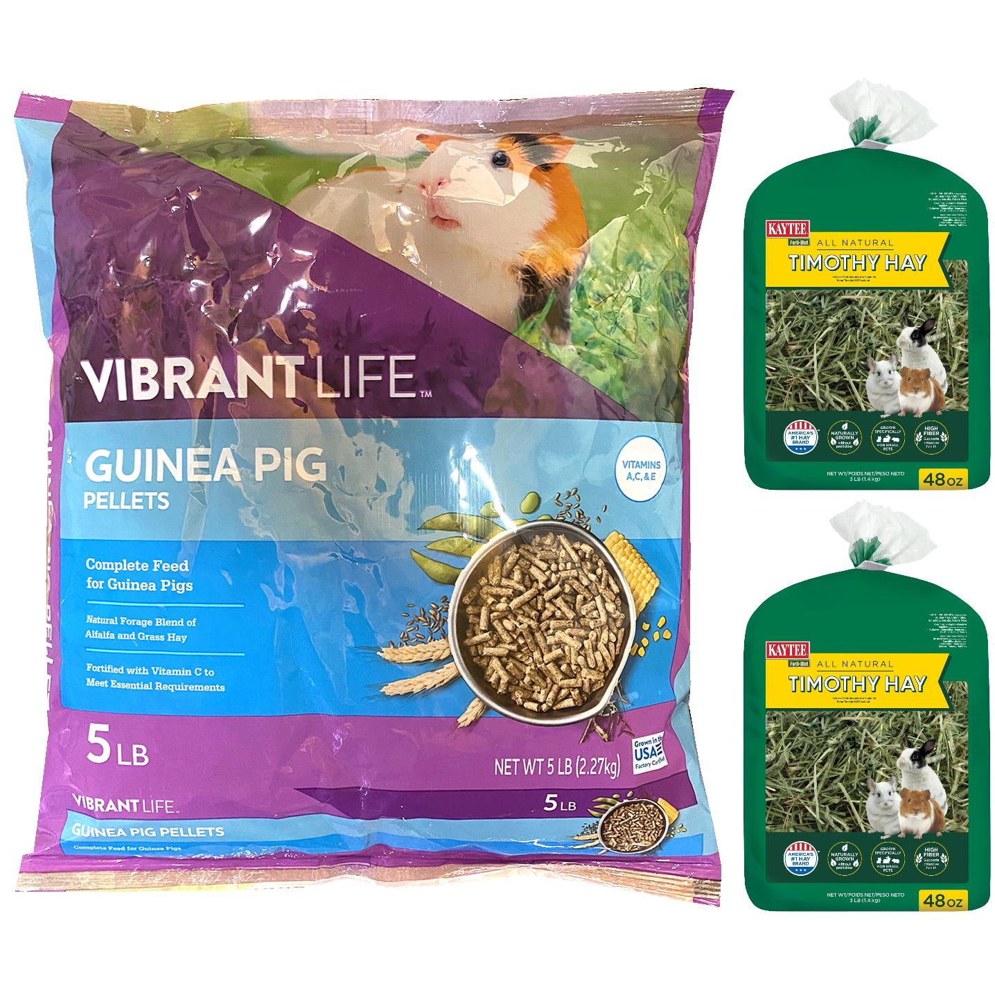 Vibrant Life Guinea Pig Food, 5LB * Kaytee Timothy Hay 48Oz