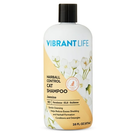 Vibrant Life Hairball Control Cat Shampoo with Jasmine, 16 fl oz