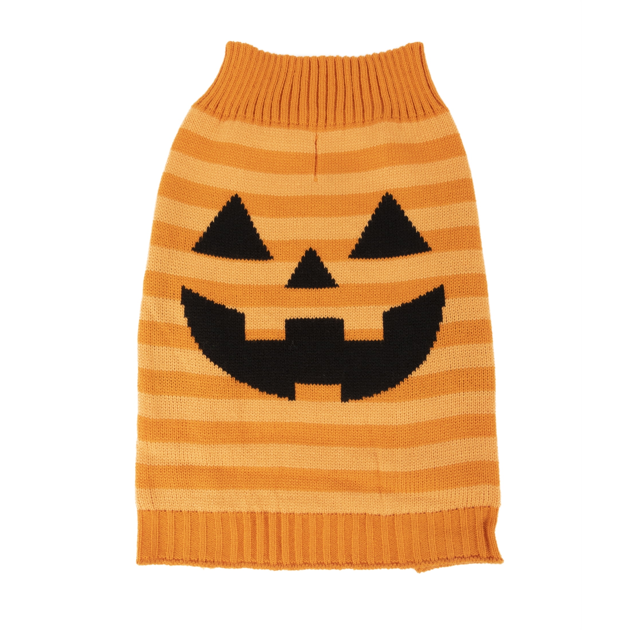 Vibrant Life Halloween Dog Clothes, Orange Jack-O-lantern Sweater, for Dogs, Size Medium