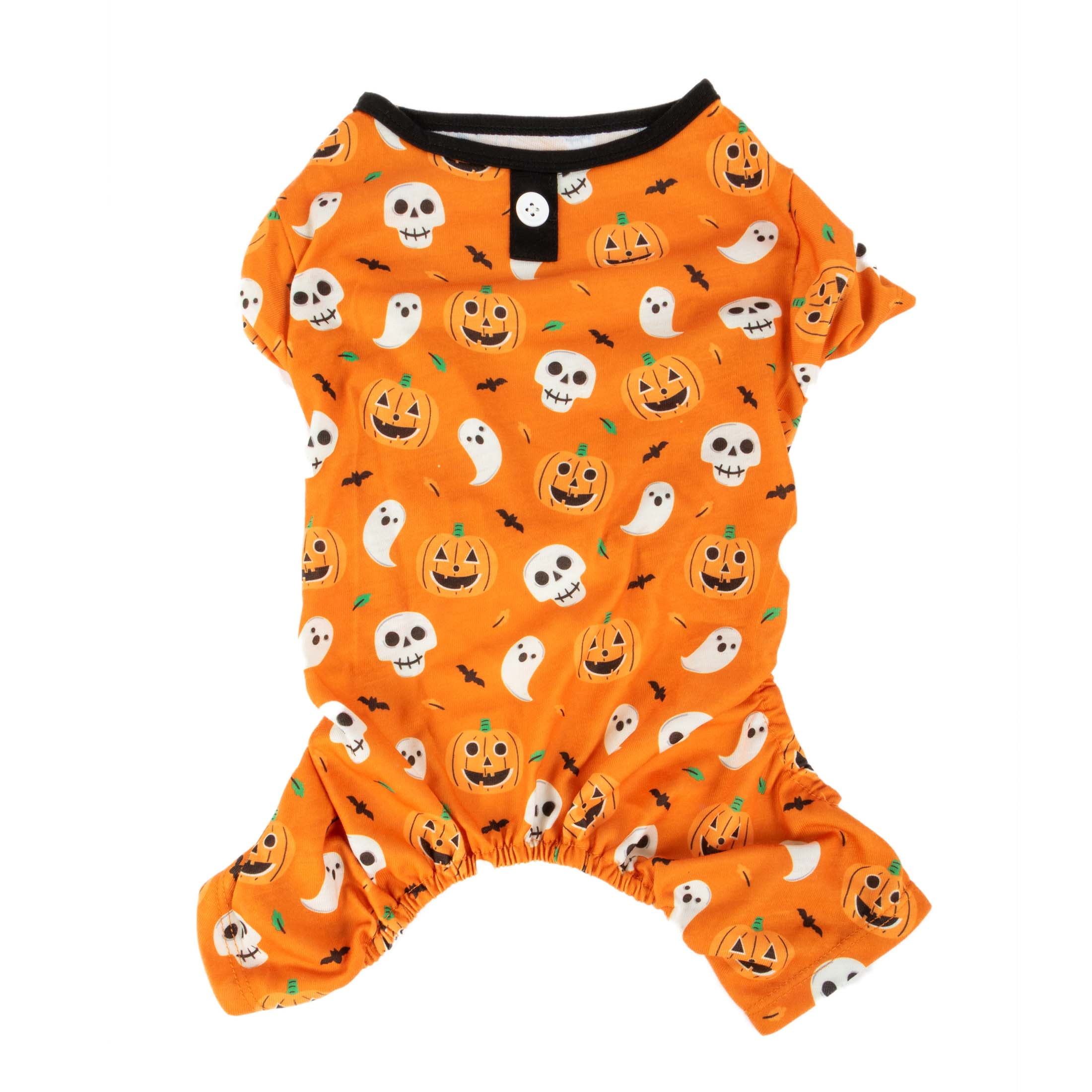 Vibrant Life Halloween Dog Clothes, Orange Pumpkin Ghost Pajama, for Dogs or Cats, Size Small