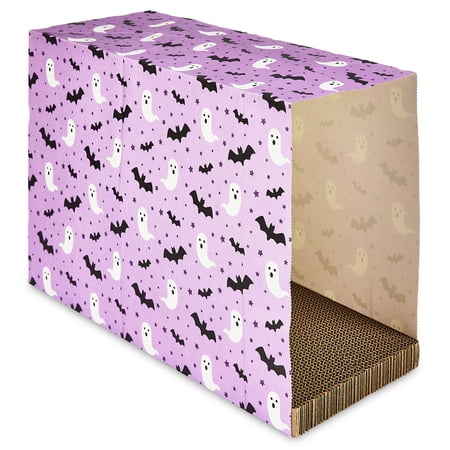 Vibrant Life Halloween Ghosts & Bats Paper Bag & Corrugate Cat Scratching Pad, Purple, One Size
