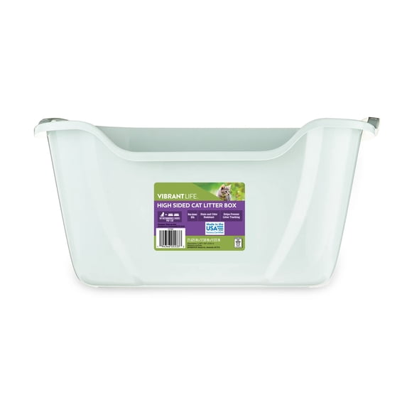 Vibrant Life High-Sided Open Cat Litter Box, XL, Green
