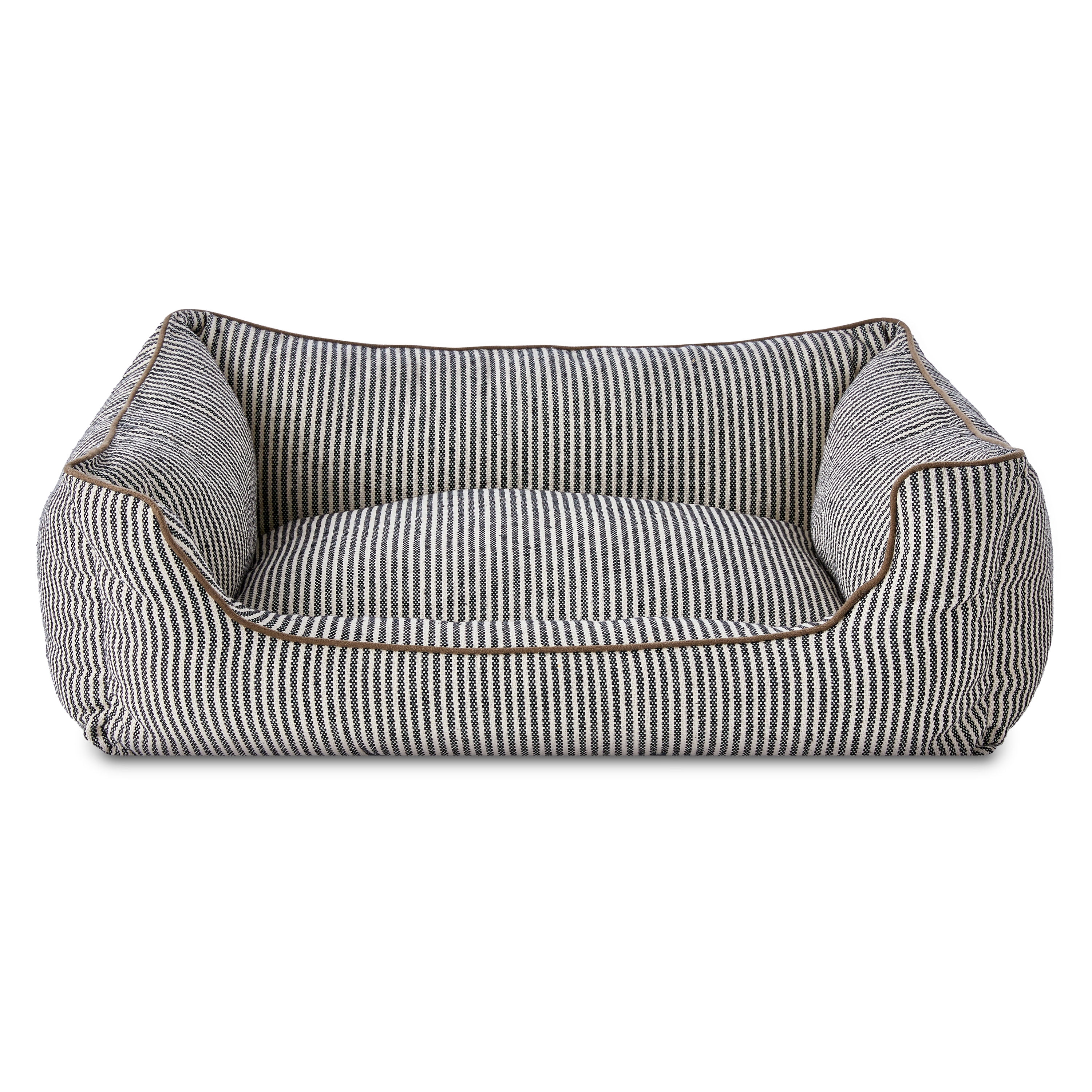 Vibrant Life Large High Wall Striped Dog Bed, Black and White, 36" x 27"