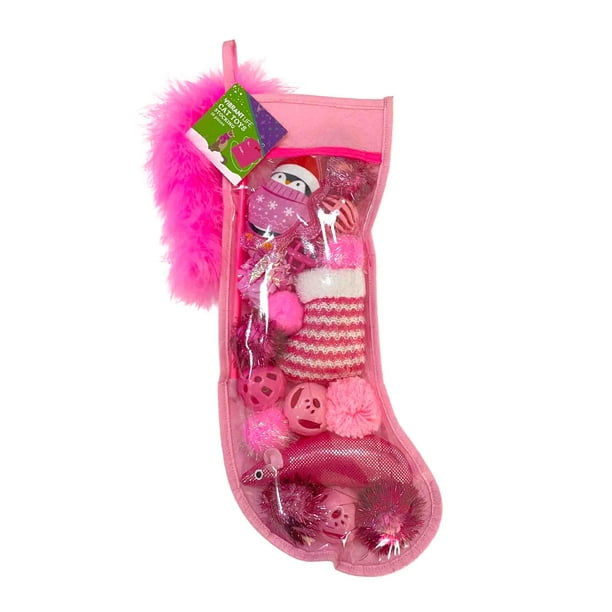 Vibrant Life Holiday 18 Piece Cat Toy Stocking Gift Set, Pink