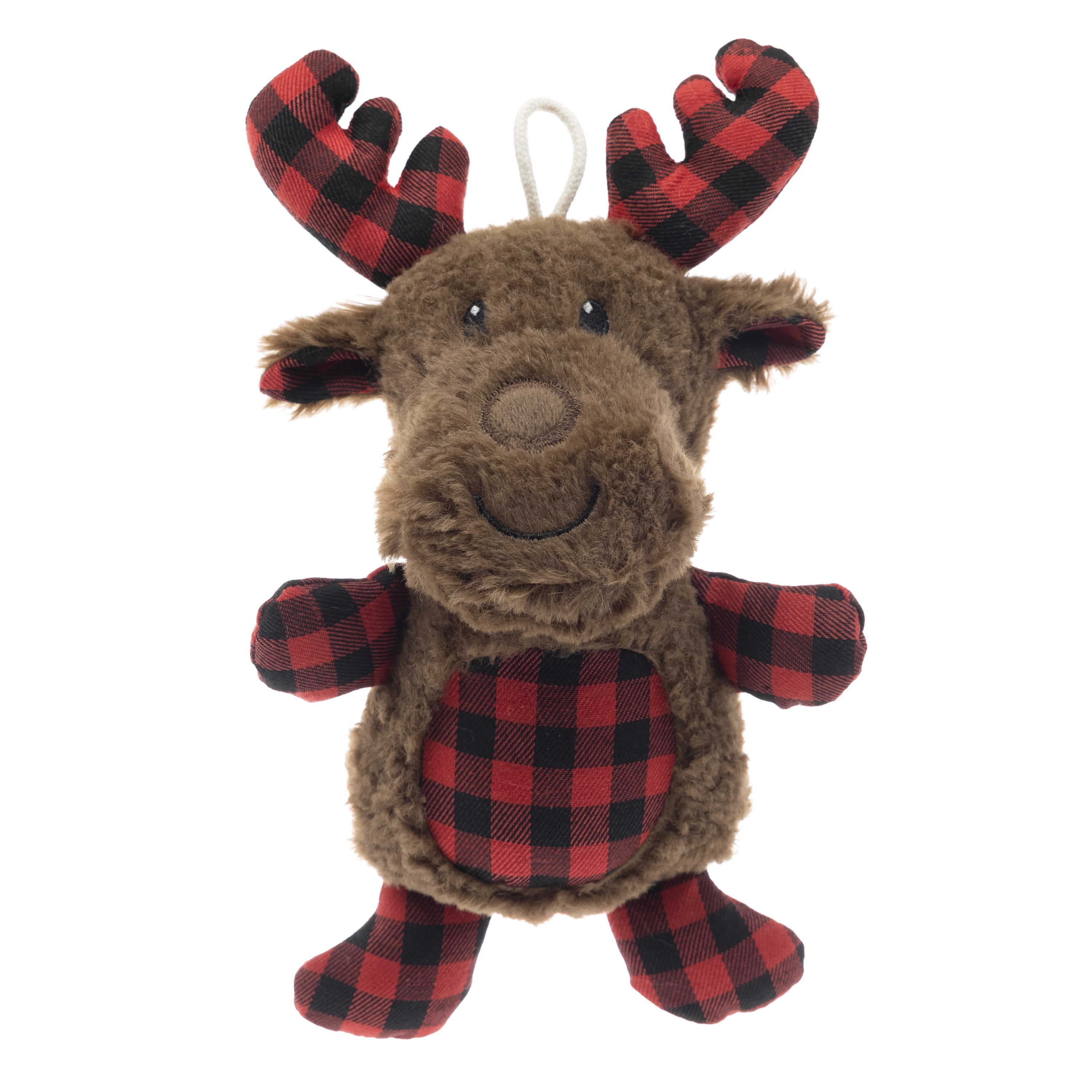 Vibrant Life 7.5-inch Stuffed Plush Christmas Reindeer Buffalo Dog Toy