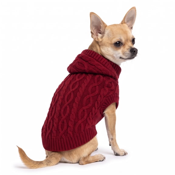 Vibrant Life Holiday Cable Knit Sweater for Dogs and Cats, Red, Extra Small