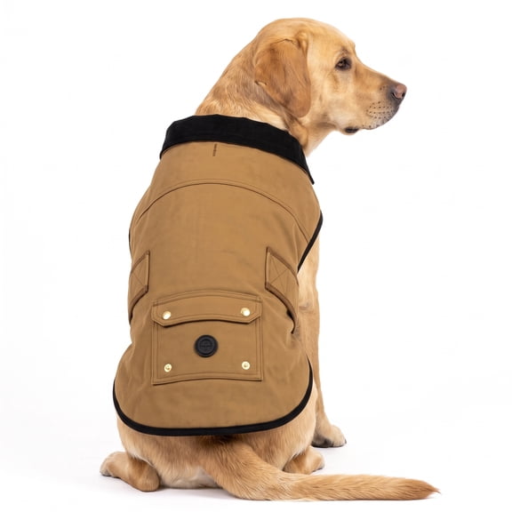 Vibrant Life Holiday Canvas Jacket for Dogs, Brown, Large
