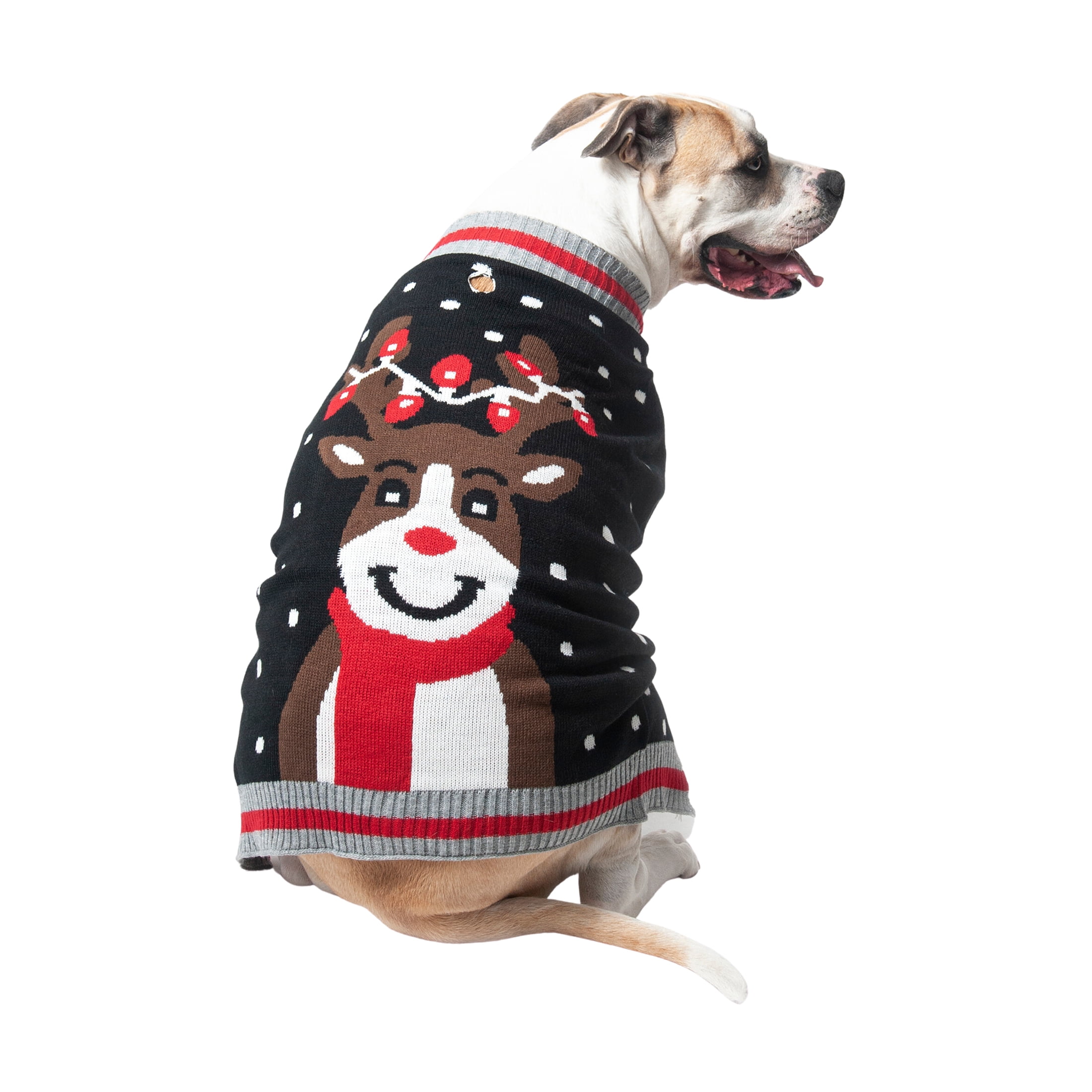 Vibrant Life Holiday Dog Clothes Happy Reindeer Sweater, Extra Large