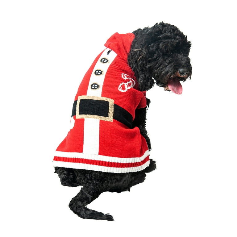 Vibrant Life Holiday Dog Clothes Red Santa with Hoodie Sweater Medium Walmart