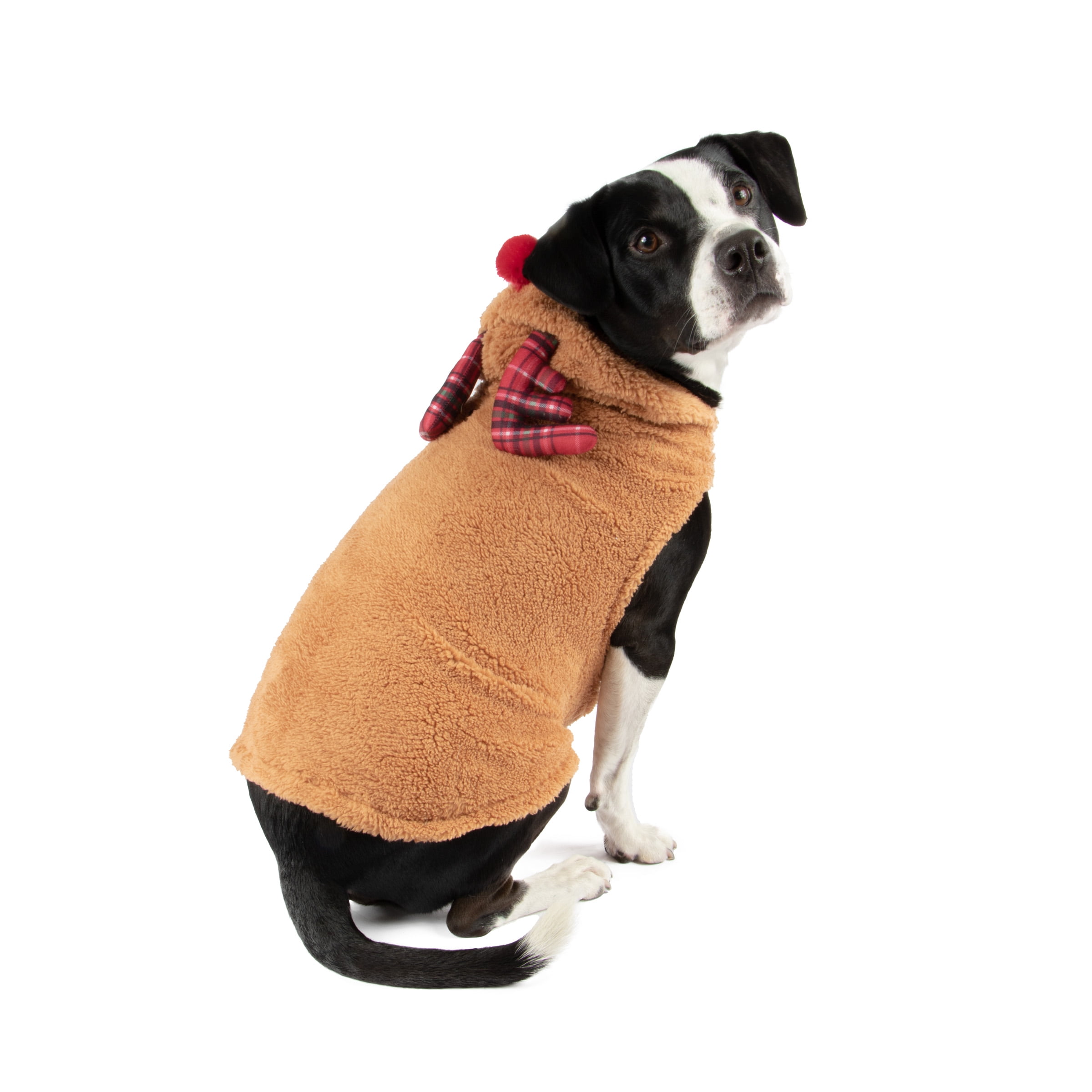 Vibrant Life, Holiday Dog Clothes, Reindeer Dog Hoodie, Tan, M