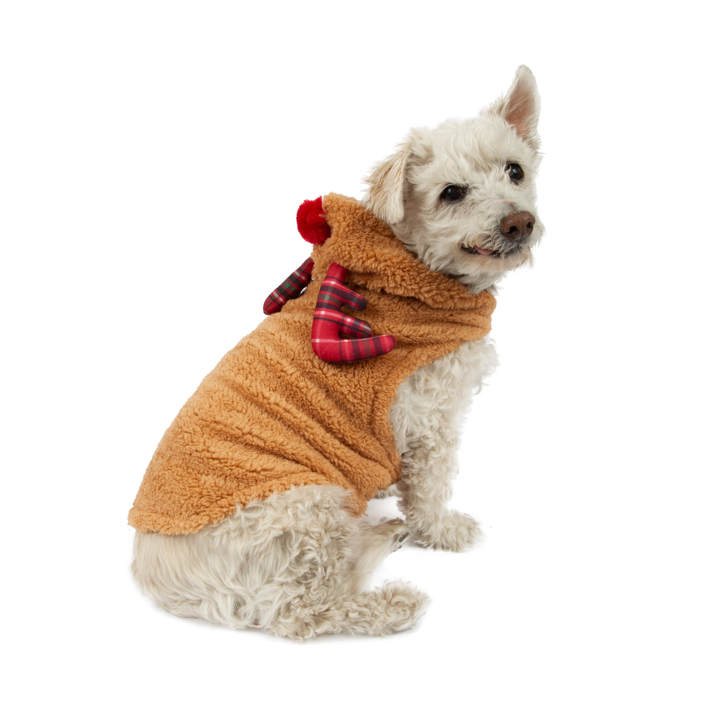 Vibrant Life, Holiday Dog Clothes, Reindeer Dog or Cat Jacket, Tan, S