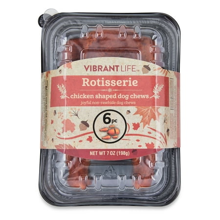 Vibrant Life Holiday Dog Treat Long-Lasting Rotisserie Chicken Shaped Chew, 7oz, 100% Rawhide Free