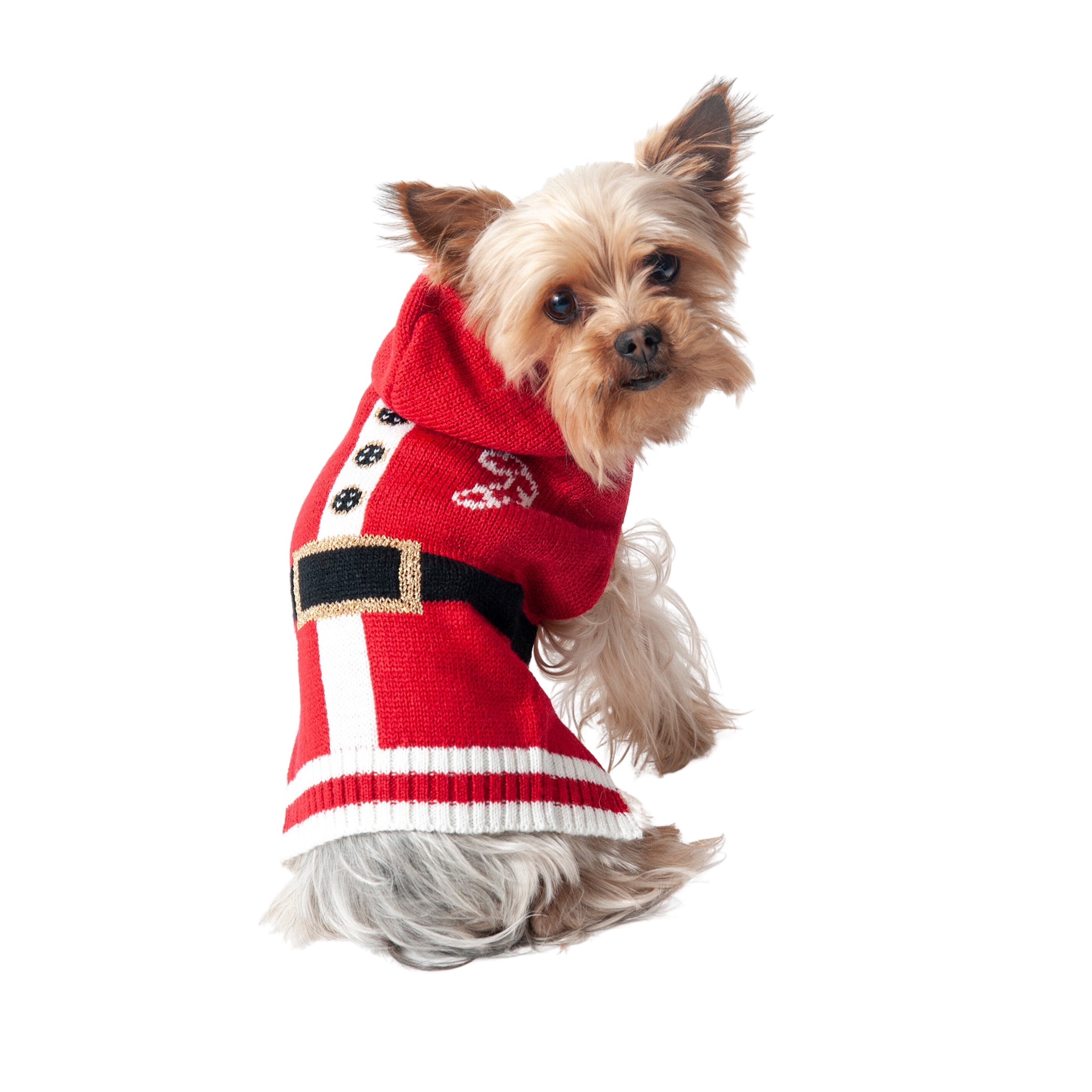 Vibrant Life Holiday Dog and Cat Clothes Red Santa with Hoodie Sweater, Extra Small