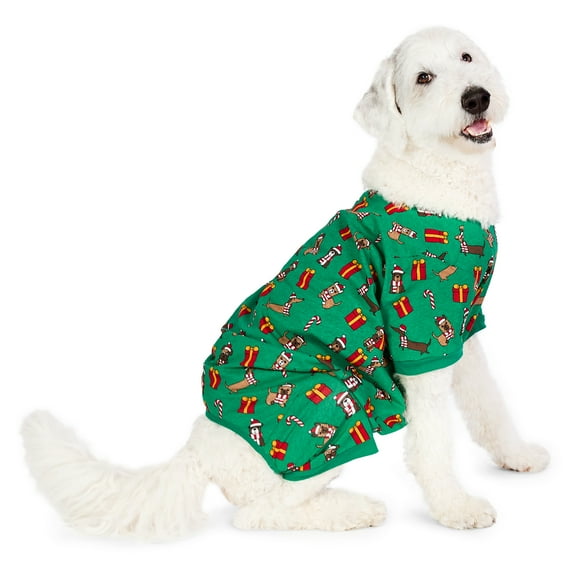 Vibrant Life Holiday Pajamas for Dogs, Dogs & Presents, Green, Great Dane