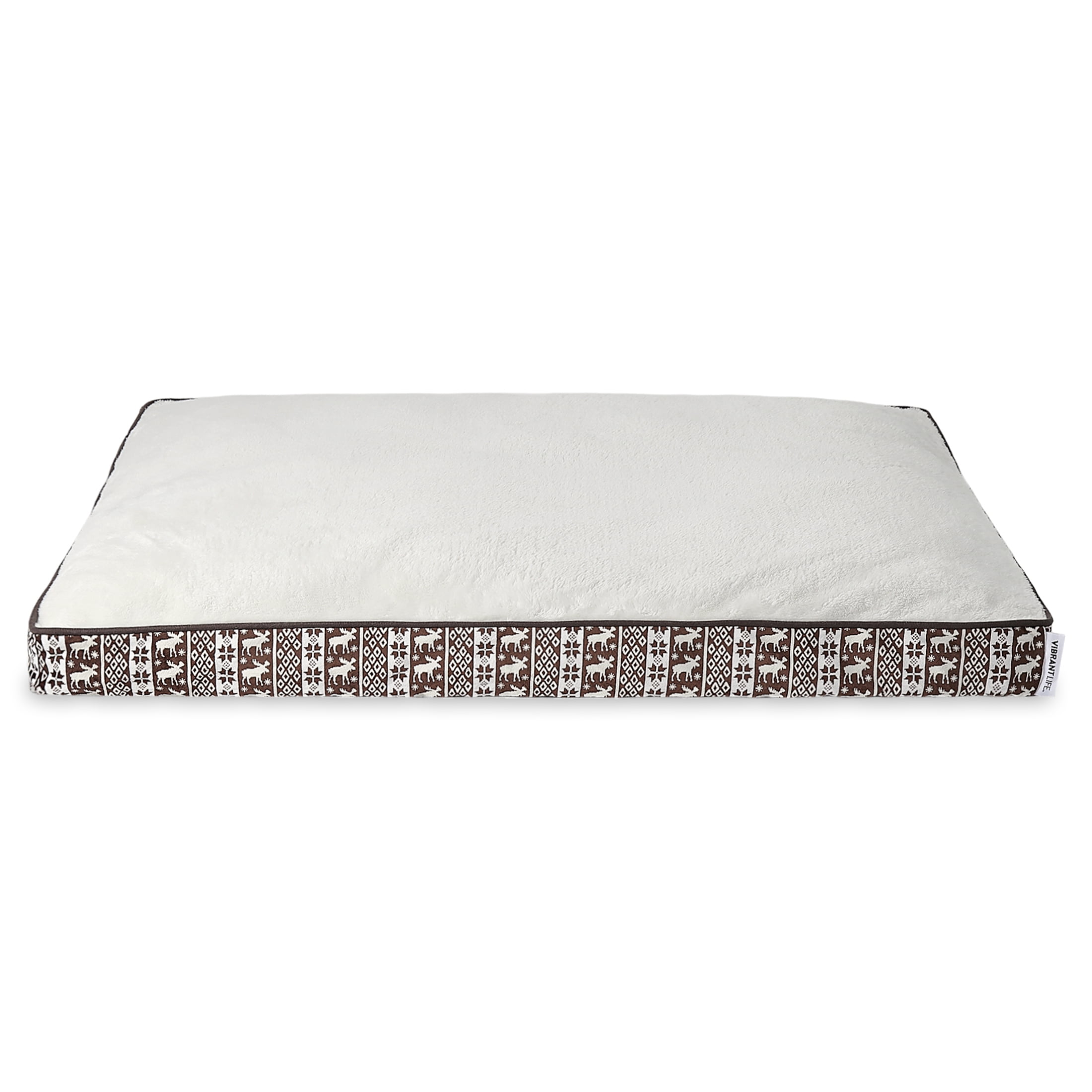 Vibrant Life Large Deluxe Gusset Pillow Dog Bed, Brown Chic Cabin