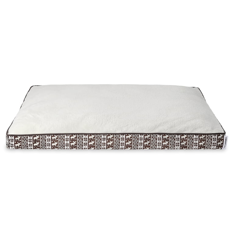 Vibrant Life Large Deluxe Gusset Pillow Dog Bed, Brown Chic Cabin