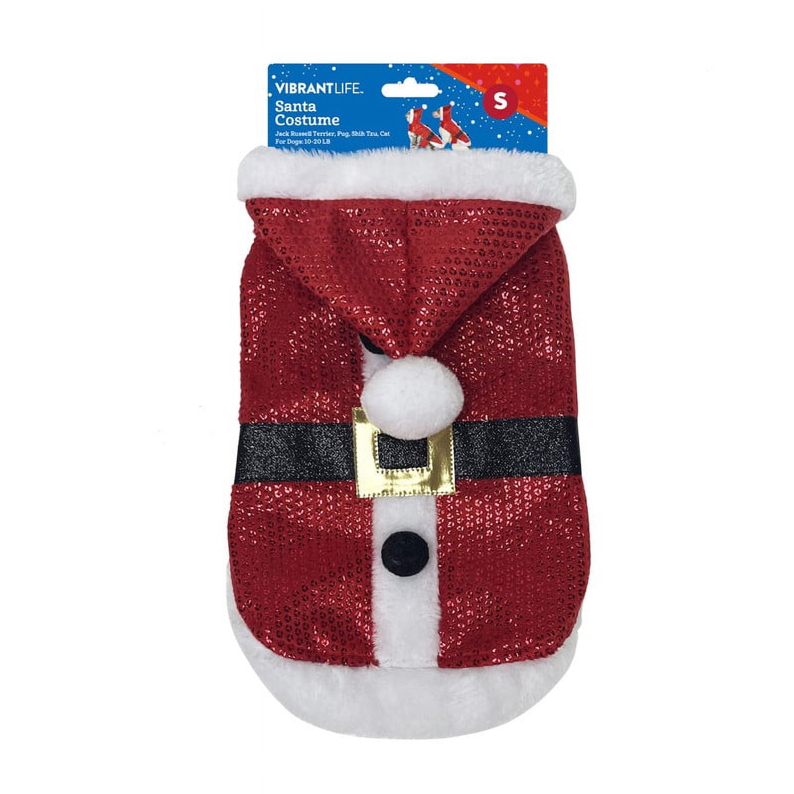 Vibrant Life Holiday Pet Costume, Santa Costume for Dogs , Red, S