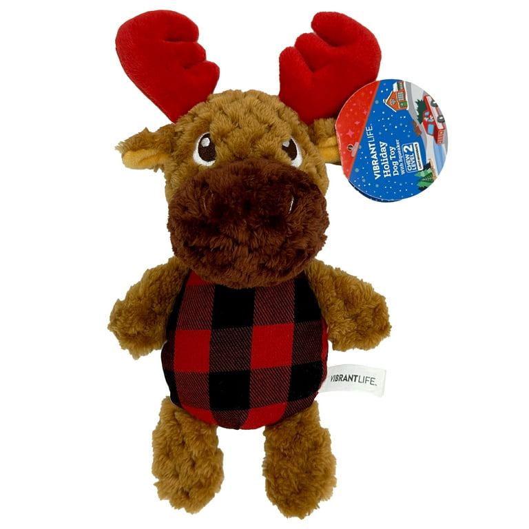 Vibrant Life Holiday Reindeer Brown Plush Dog Toy with Squeaker Walmart