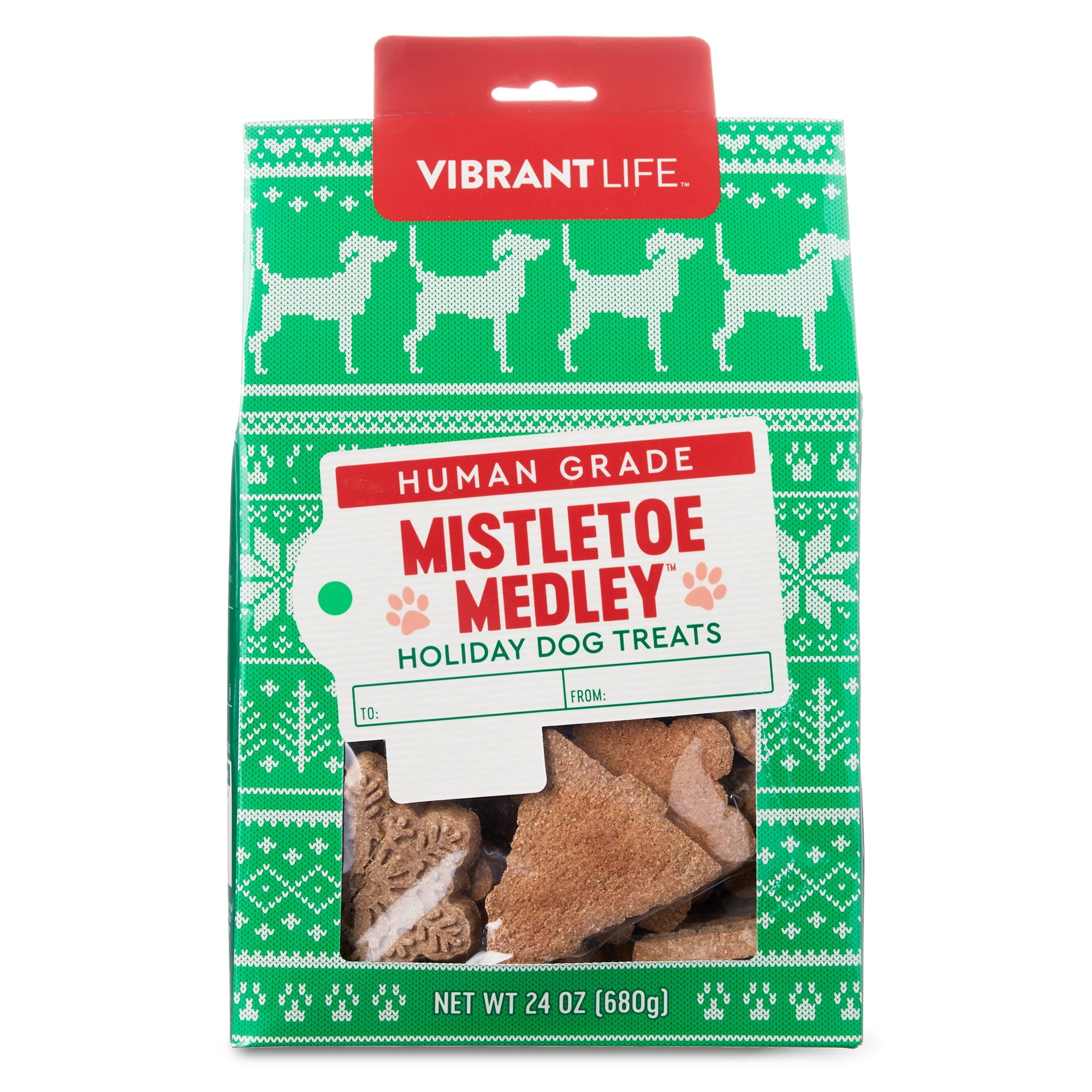 Vibrant Life Human Grade Mistletoe Medley Holiday Dog Treats, 24 oz