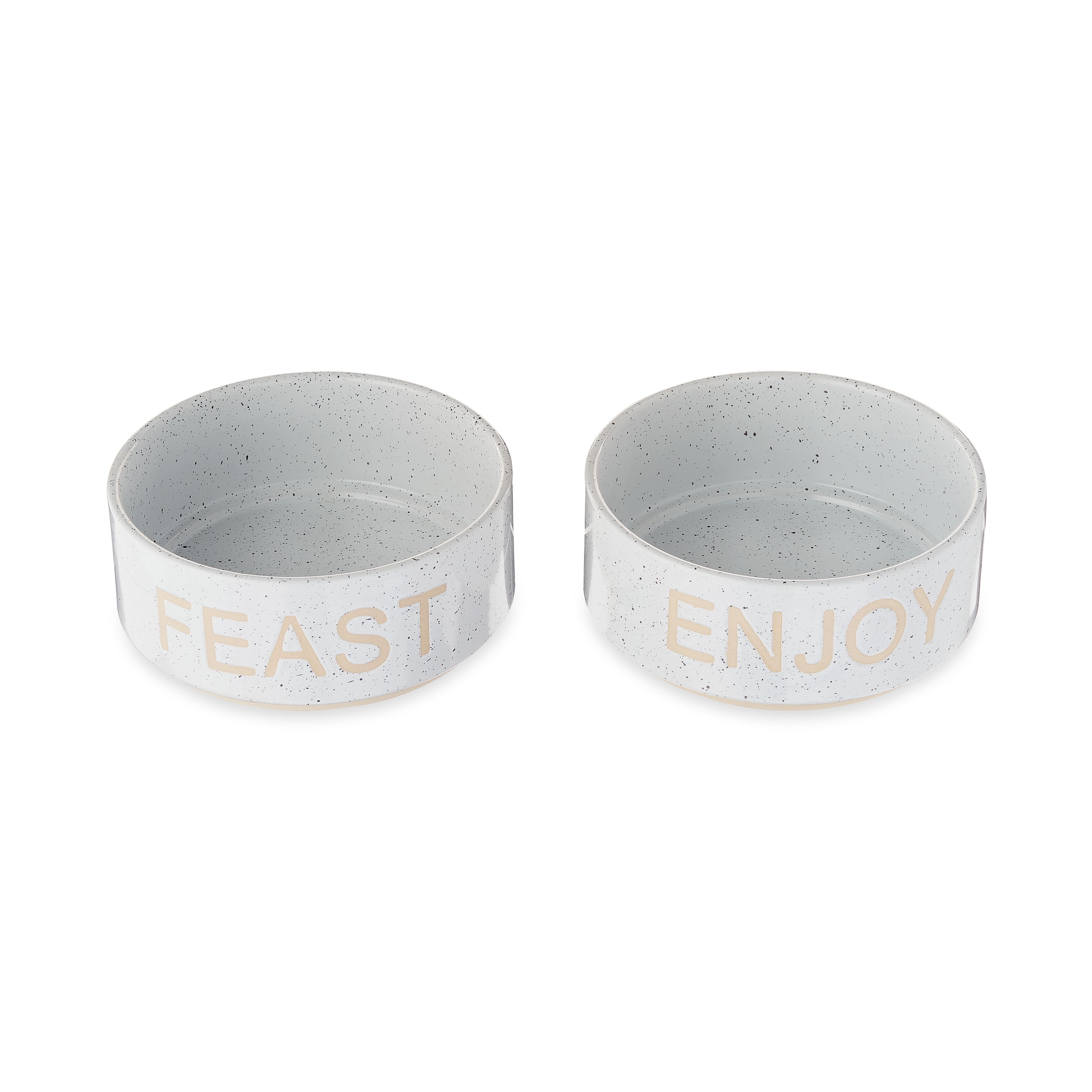 Vibrant Life Large Ceramic Dog Bowls, White, Set of 2