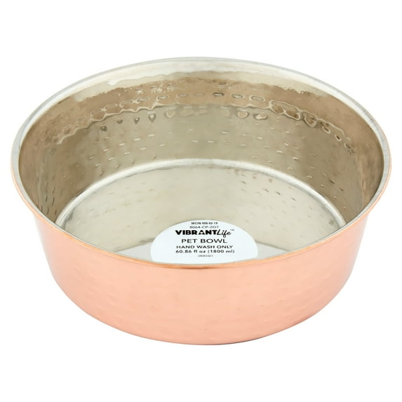 Vibrant Life Copper Pet Bowl, Large, 60 oz