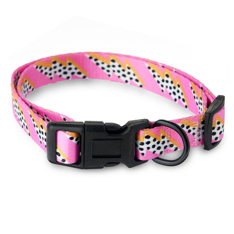 Vibrant Life Lightning Bolt Dog Collar, Pink, Medium