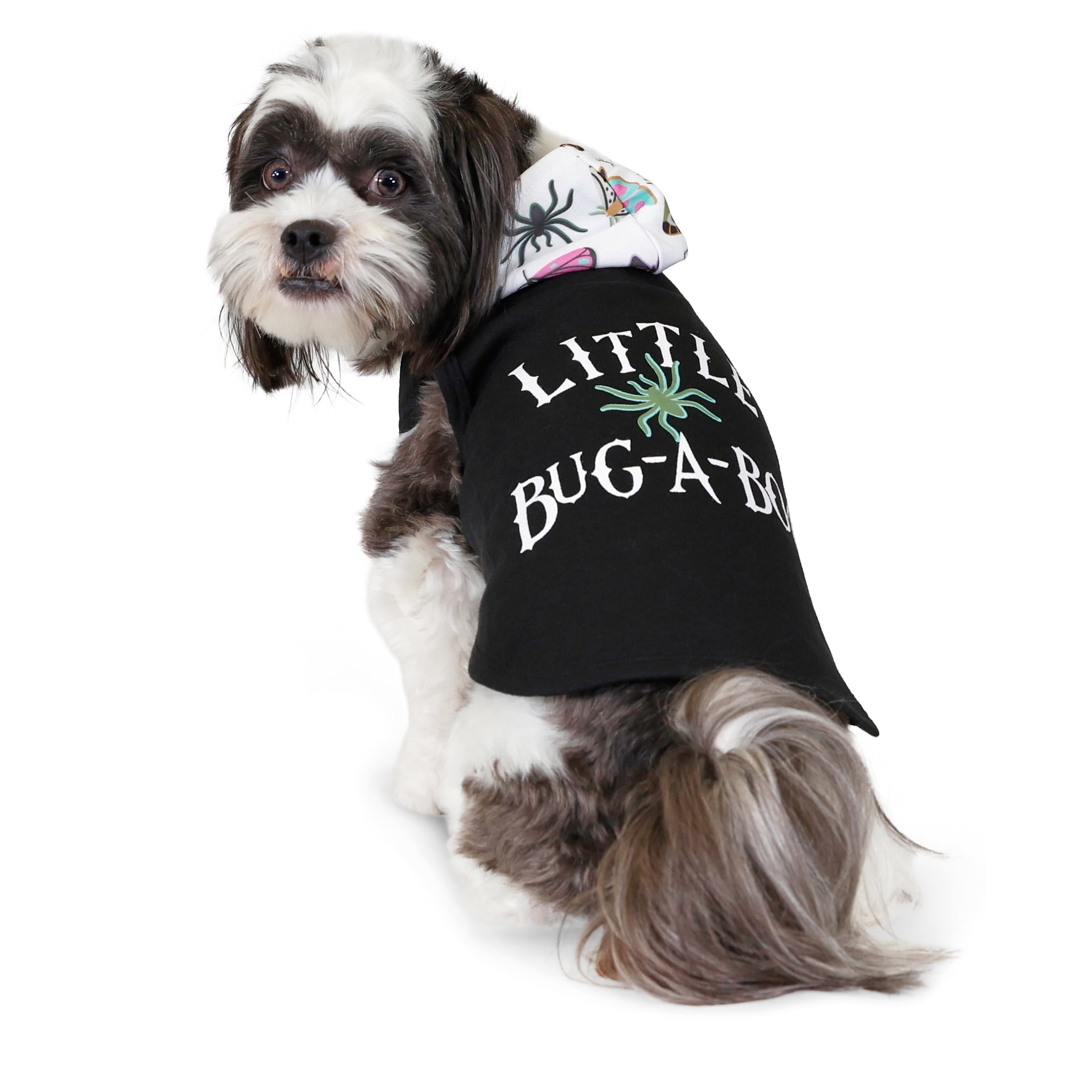 Vibrant Life Halloween Hoodie for Dogs & Cats, Little Bug-a-Boo, Black, Small