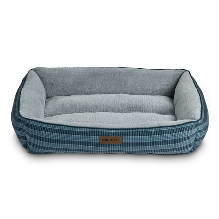 Vibrant Life Extra Large Dog Bed, Bolster Bed for Large Dogs, Extra Large, 42" x 32", Blue