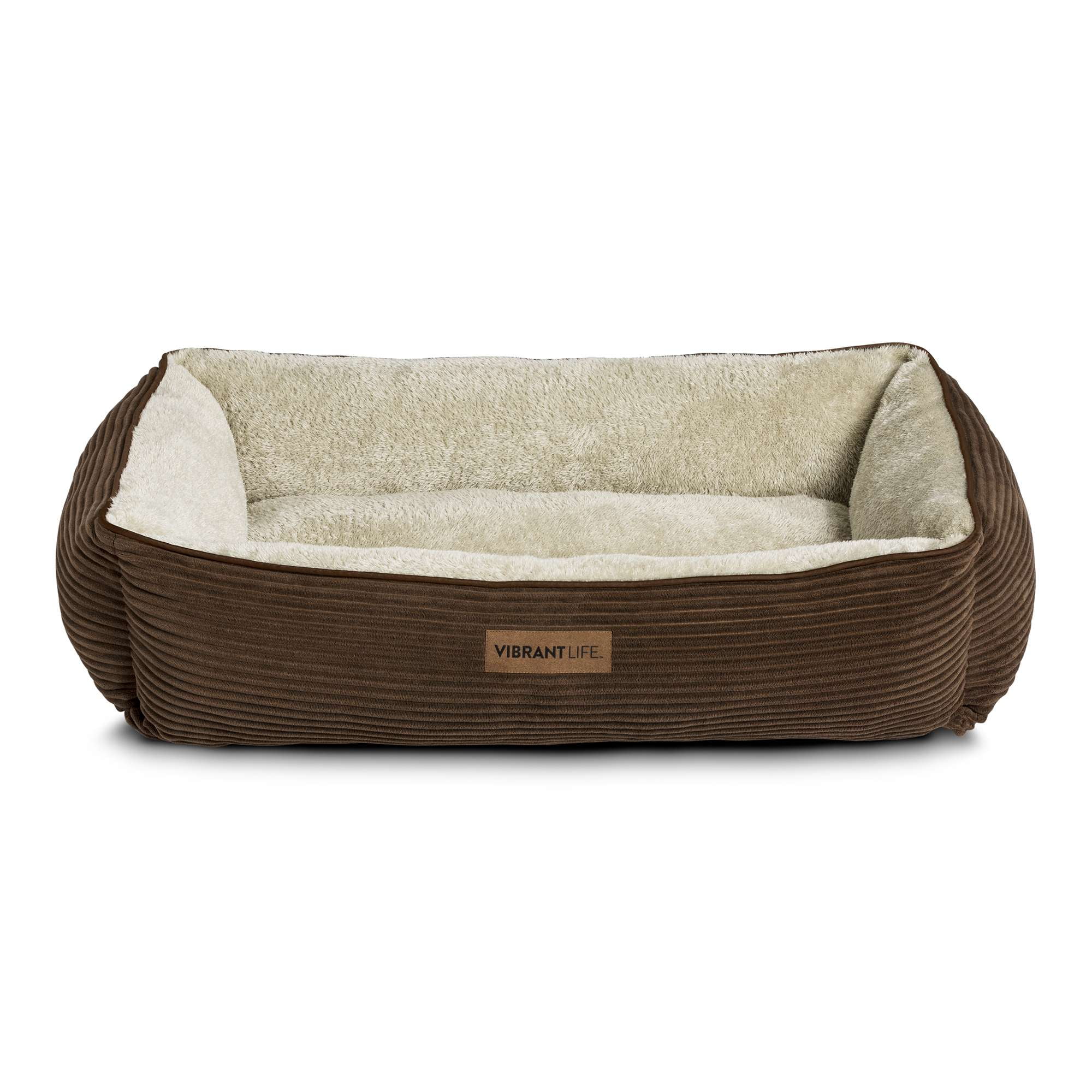 Vibrant Life Lounger Dog Bed, Large, Brown Corduroy