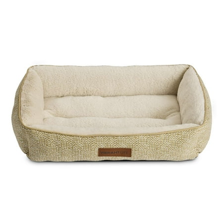 Vibrant Life Medium Dog Bed, Plush Bolster Dog for Medium Dogs, Medium, 27" x 20", Tan