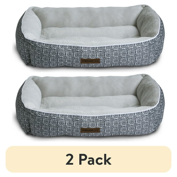(2 pack) Vibrant Life Large Dog Bed, Bolster Dog Bed for Large Dogs, 36" x 27", Black and Gray
