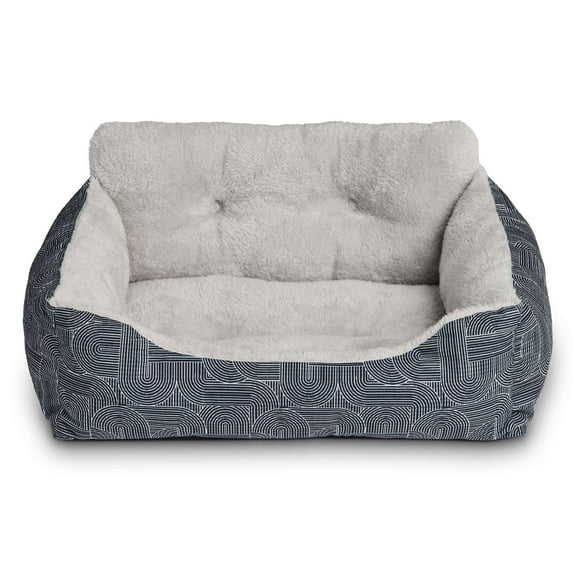 Vibrant Life Puppy Dog Bed, Plush Bolster Dog for Small Dogs, Small, 21" x 17", Black