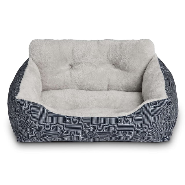 Vibrant Life Puppy Dog Bed, Plush Bolster Dog for Small Dogs, Small, 21" x 17", Black