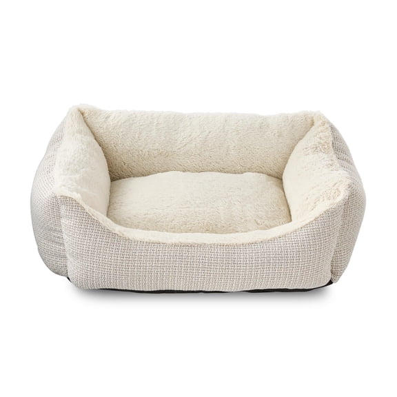 Vibrant Life Small Luxe Cuddler Dog Bed, Cream, 17" x 21"