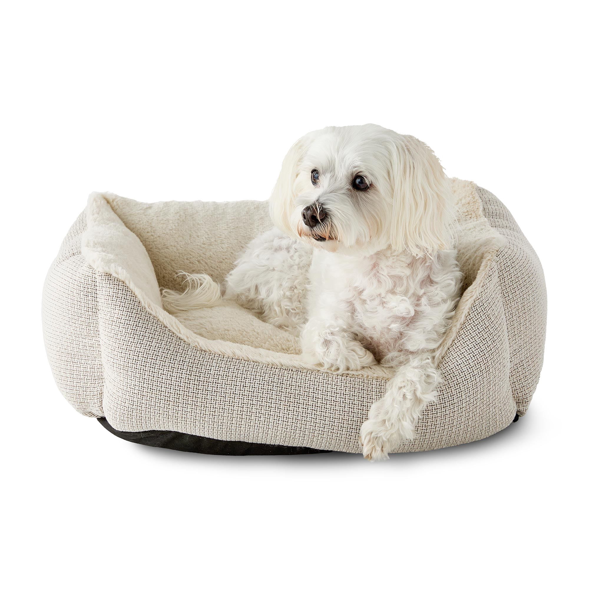 Vibrant Life Small Luxe Cuddler Dog Bed, Cream, 17" x 21"