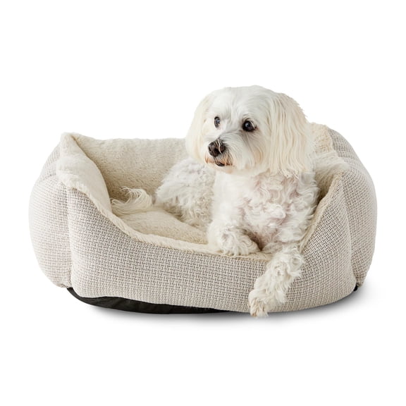 Vibrant Life Small Luxe Cuddler Dog Bed, Cream, 17" x 21"