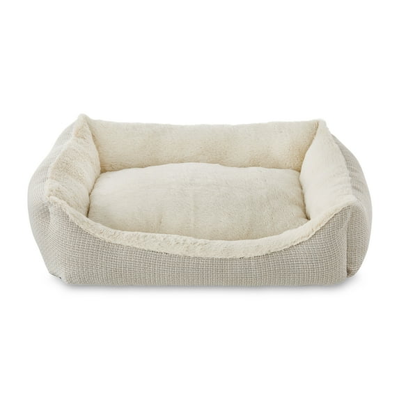 Vibrant Life Medium Luxe Cuddler Dog Bed, Cream, 27" x 21"
