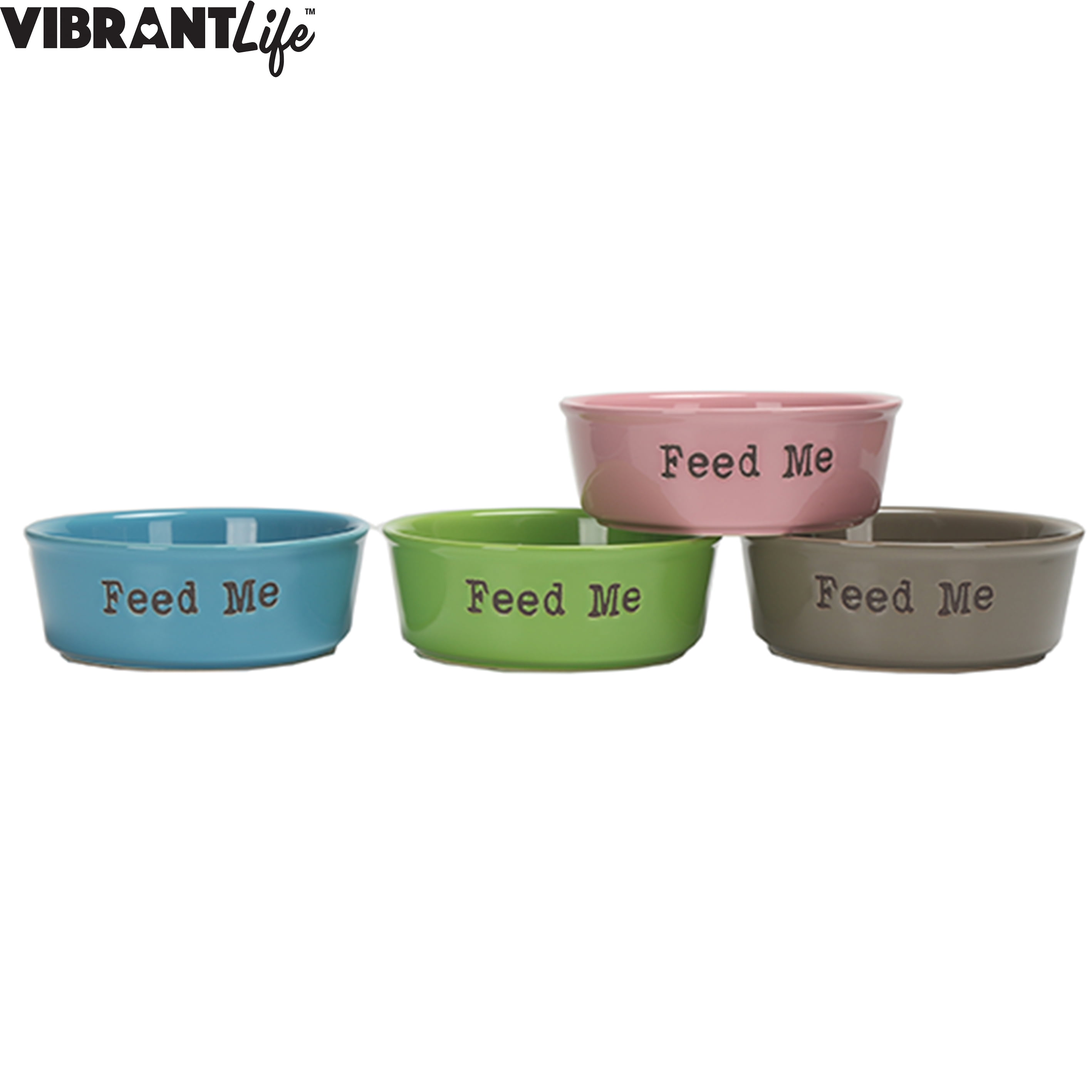 Vibrant Life Medium Ceramic Dog Bowl for Dogs, Green