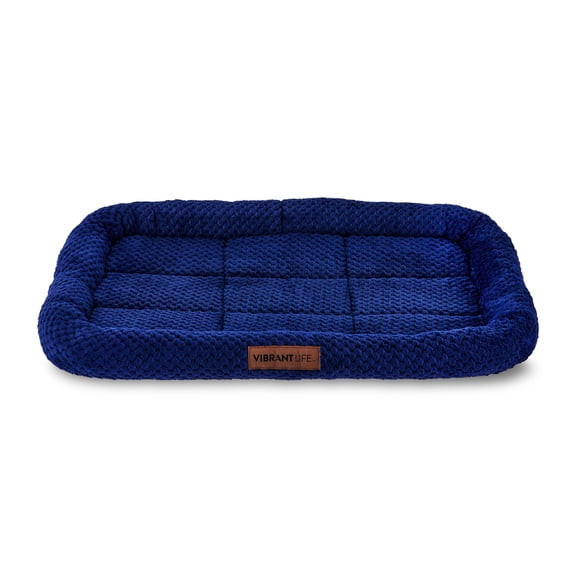 Vibrant Life Medium Cozy Luxe Crate Mat Pet Bed, Navy, 24" x 18"