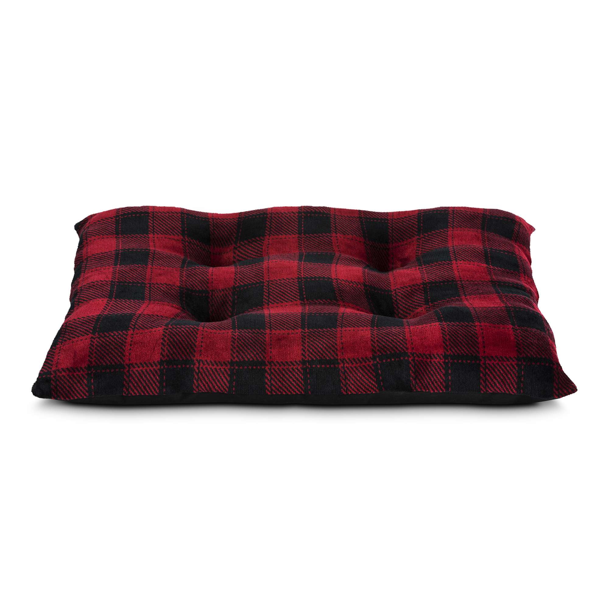 Vibrant Life Medium Dog Bed, Plush Tufted Red Buffalo Plaid